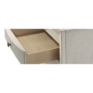 Contemporary Wooden Five-Drawer <b>Chest</b> with Neutral White Finish Curved Drawer Fronts 1pc Dresser <b>Storage</b> - Product Image 4