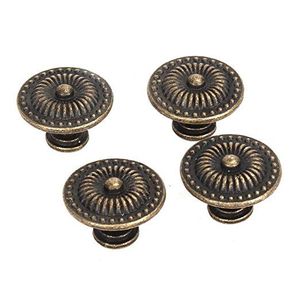 <b>Antique</b> <b>Brass</b> Metal Cabinet <b>Knobs</b> Round Flower Pattern Traditional Design Home Decor High Quality Fast Delivery 1PC - Product Image 2