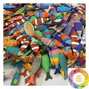 Natural <b>Wooden</b> Fish Decoration Mediterranean Style Coastal Home Ornament Painted and Unpainted 9-19cm - Product Image 1