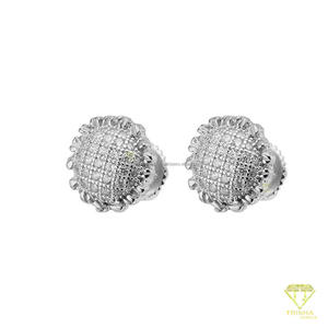 Boucles d'oreilles tendance en moissanite et diamants, en argent sterling 925, bicolores or et argent, clous de luxe style hip-hop - Product Image 6