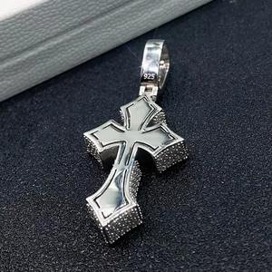 Iced Out D Color Baguette Cut Moissanite Diamond Three Combined Cross Pendant <b>Tennis</b> <b>Necklace</b> Hiphop Jewelry for Men - Product Image 1