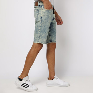 Custom Logo New Design Wholesale Men's Light Wash High Summer Straight Distressed Short Raw Hem Streetwear Denim Cargo Shorts - Product Image 4