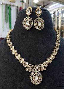 Gold Plated <b>Crystal</b> Necklace <b>Set</b> With Oval Cut Stones Flower Design For Women Wedding Jewelry - Product Image 6
