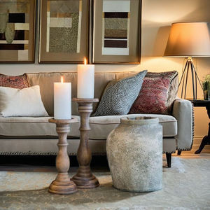 Porte-bougie en bois, support de bougie pilier en bois, porte-bougie rustique en bois, porte-bougie style ferme, support de bougie en bois fait main - Product Image 6