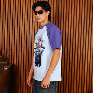 T-shirts imprimés pour hommes Back Street Boys, vêtements streetwear stylés Y2K, fabricant de vêtements, manches raglan violettes, t-shirt graphique - Product Image 3