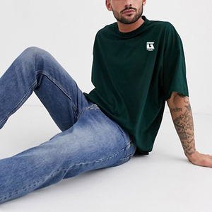 T-shirt long et ample pour homme, de haute qualité, à manches courtes, avec encolure étendue, en coton écologique et à séchage rapide - Product Image 6