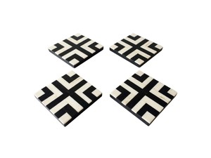 Ensemble de 4 sous-verres en résine et MDF faits à la main avec support, sous-verres carrés écologiques, logo personnalisé, décoration intérieure et article cadeau - Product Image 4