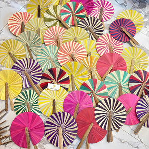 Abanico de Mano de Hoja de Coco, Abanico de Hoja de Palma Natural, Mango de Bambú Ecológico Colorido para Decoración de Bodas, Abanico de Palma de Coco de Vietnam - Product Image 2