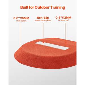 แท่นฝึกซ้อมเบสบอล/ซอฟต์บอลแบบพกพา ขนาด 42 นิ้ว สำหรับฝึกซ้อมในร่ม/กลางแจ้ง ผลิตจากยางเทียมคุณภาพสูง ทนทานต่อการซีดจาง แบบชิ้นเดียว - Product Image 3