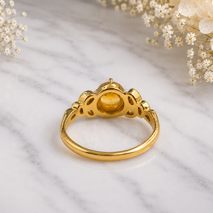 Natural <b>Citrine</b> Gemstone <b>Ring</b> Solid 925 Sterling Silver Yellow Gold Plated Classic Ornate Band Women's Anniversary <b>Ring</b> - Product Image 4
