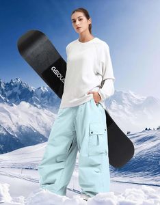 Pantalones de Nieve Impermeables Unisex Color Azul Marino, Cintura Elástica con Cierre de Botones, para Esquí y Snowboard, para Adultos - Product Image 4