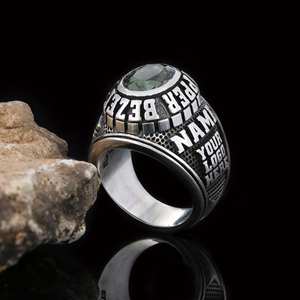 Anillo Escolar BOJ 004, Anillo de Graduación Universitario Personalizado de Plata con Diamantes, Unisex, Anillo de Clase, Regalo para Fiestas y Eventos - Product Image 5