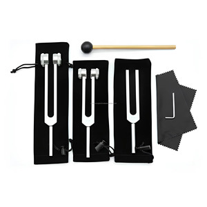 3Pc Tuning Fork Set 128Hz 256Hz 512Hz with <b>Wooden</b> <b>Mallet</b> Silicone Hammer Cloth Pouch for Yoga Meditation Wholesale Supplier - Product Image 3