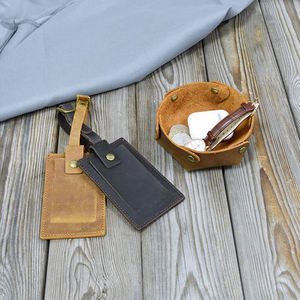 Étiquettes de bagages personnalisées en cuir véritable de haute qualité, étiquettes d'identification vierges, étiquettes de nom imperméables et durables pour hommes et femmes - Product Image 4