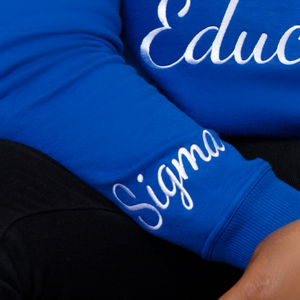 Sudadera Sigma Chenille Azul para Hombre, con Letras Griegas, Cuello Redondo, Premium, para Fraternidad HBCU, Detalle en la Manga 1914 - Product Image 5