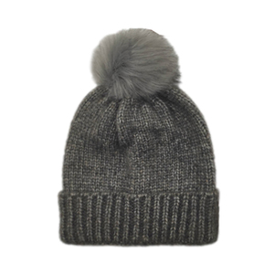 Unisex Solid Color Knit Beanie Hat 100% Acrylic Cuffed <b>Winter</b> <b>Cap</b> Casual Style for Adults Gray Pom Pom - Product Image 1