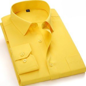 100% Polyester Solid Color Long Sleeve <b>Dress</b> Shirt Turn-down Collar Full Sleeve Button-up Formal Business Shirt For <b>Men</b> - Product Image 6