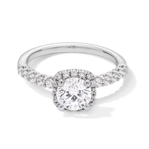 SGARIT custom Half pave 1CT. T.W. Oval Certified Lab-Grown Diamond <b>Frame</b> Engagement Ring in 14K White Gold (F/VS2) - Product Image 1