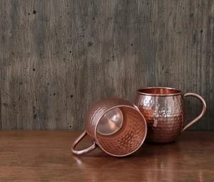 Handmade Hammered Copper <b>Mugs</b> <b>Set</b> Of 4 Vintage Style Party Drinkware Metal <b>Mug</b> With Handle Solid Color - Product Image 6