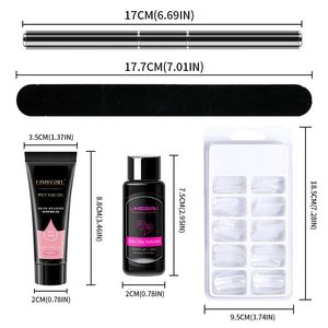 Kit professionale per estensione unghie in polygel Limegirl a 12 colori con lampada UV da 48 W e 100 punte rinforzanti per unghie - Product Image 6