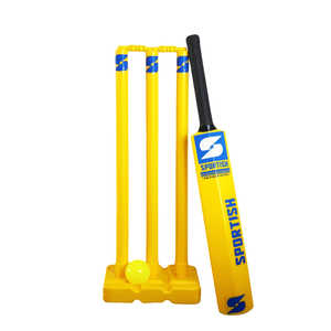 Juego de críquet de plástico con bate, pelota y postes, diseño ligero y duradero, ideal para entrenamiento, juegos de críquet en el patio trasero y recreativos - Product Image 1