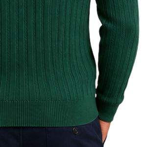 Suéter Polo de Punto Acanalado Verde Bosque, Manga Larga, Cuello con Botones, Informal, Suave y Cálido para Invierno, Personalizable con Logotipo Premium para Hombre - Product Image 5