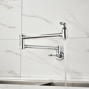 Rubinetto da cucina pieghevole a doppio comando lucidato di alta qualità, in ABS e ottone, a parete, per uso commerciale - Product Image 2