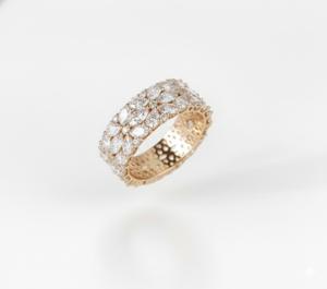 Anillo de Boda Tradicional de Oro Sólido de 10K/14K con Diamantes Cultivados en Laboratorio, Diseño Floral, Corte Marquesa, Estilo Eternidad Completa, Regalo para Mujer - Product Image 3