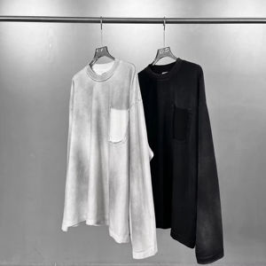 Camiseta de Manga Larga Personalizada de 300 g/m², Lavada con Ácido, Desgastada, de Algodón Puro, Estilo Destroyed, para Hombre, Ropa Urbana - Product Image 2