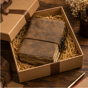 Handmade Rustic Leather Travel Journal – Vintage Antique Leather <b>Diary</b> with Handmade Deckle Edge Blank Pages | Retro Writing - Product Image 4