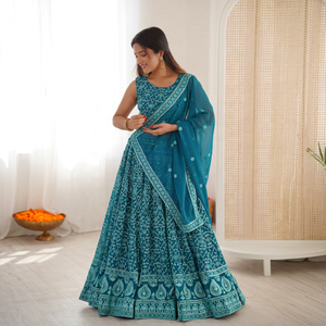 Lehenga Choli de Diseñador con Bordado, Vestido Tradicional Indio para Boda, Conjunto Largo para Mujer - Product Image 1