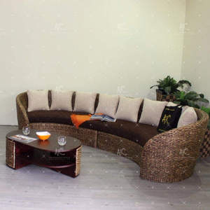 Ensemble de meubles de salon de style côtier haut de gamme avec ottoman et coussins moelleux - Product Image 2