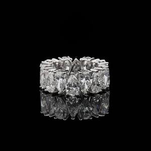 Anillo de Boda de Plata de Ley 925 con Diamante Cultivado en Laboratorio, Corte Pera, VVS, Moissanita, Certificado por GRA - Product Image 1