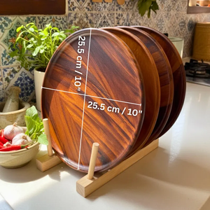 Plato de Madera Tallado a Mano, Vajilla Rústica para Comer y Servir - Product Image 4