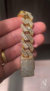สร้อยข้อมือฮิปฮอปแบบ Cuban Link ชุบทองคำสีกุหลาบ เงินแท้ 925 ประดับเพชรโมอิสซาไนต์ ของขวัญ - Product Image 4