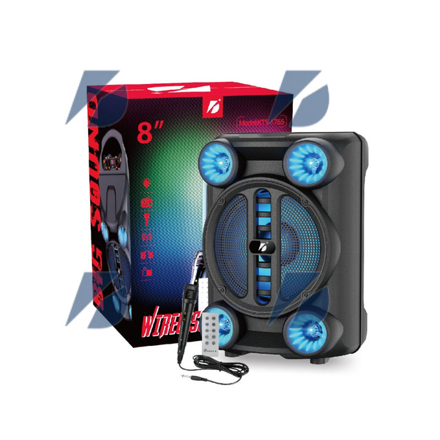 Kts-1765 Portable Wireless 8-Inch RGB LED Karaoke Outdoor Party Speaker Battery for Remote Control Home Theater Computer Use