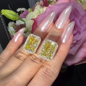 Boucles d'oreilles tendance en moissanite taille radiant, en argent sterling 925, bijoux de mode pour femme, usage quotidien, au meilleur prix - Product Image 2