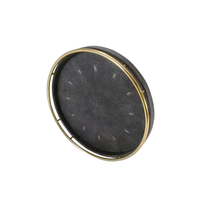 Bandeja Redonda Decorativa Grande para Servir Comida, Modelo DPC 090, Venta Directa, Lujo, 0.51x0.51x0.06, Imitación Rafia, Color Carbón - Product Image 4