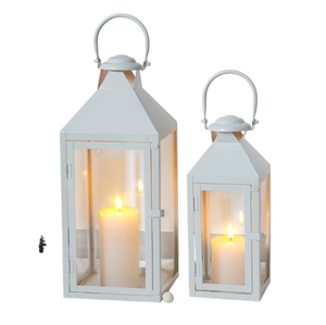 Farol Decorativo para el Hogar, de Vidrio y Metal con Acabado Blanco, para Decoración del Hogar y Bodas, Faroles Colgantes Decorativos - Product Image 6