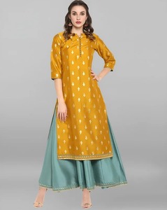 Ensemble Kurta pour femme AK Fashion, style indien/pakistanaise, coupe ajustée, en tissu Vichitra, pour toutes les saisons, avec dupatta et pantalon - Product Image 3