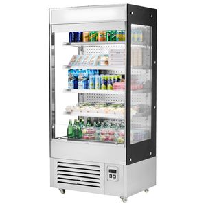 Frigorifero Commerciale a 4 Ripiani con Vetrina Aperta e Illuminazione LED, Espositore Refrigerato con Barriera d'Aria per Congelatori e Frigoriferi - Product Image 1
