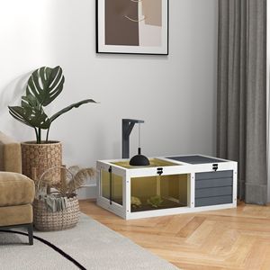 Habitat di tartaruga in legno grigio con portalampada per animali domestici mobili per la casa - Product Image 1