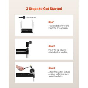 Carrello Utilitario in Plastica a 2 Livelli con Capacità di Carico di 300 Libbre, Ruote Girevoli a 360 Gradi (2 Freni), 24,4 X 16,1 Pollici - Product Image 6