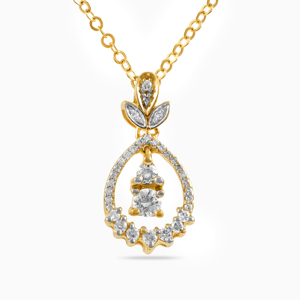Flower Shape Diamond Pendant <b>Necklace</b> 18K <b>Solid</b> Gold Round Brilliant Cut Women's Classic Link Chain - Product Image 1
