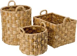 Paniers de rangement en jacinthe d'eau et en jonc de mer avec poignées, paniers de rangement faits à la main, vente en gros, écologiques, fabriqués au Vietnam - Product Image 2