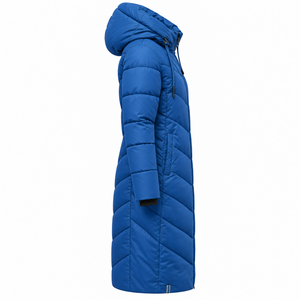 Chaqueta de plumón ligera y a la moda para mujer, parka larga azul con capucha, abrigo de invierno rosa liso con cierre de cremallera, chaqueta gruesa acolchada, fabricante - Product Image 3