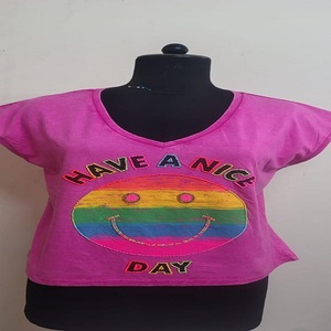 Women Cotton V Neck <b>T</b> <b>Shirt</b> Wholesale Manufacturer Supply for Best Price - Product Image 4