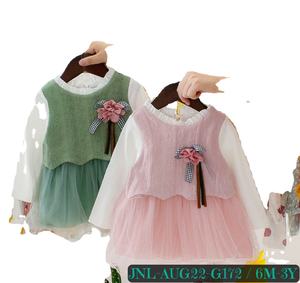ชุดเดรสสำหรับเด็กลายดอกไม้สำหรับเด็กผู้หญิงชุดเดรสผ้าฝ้ายทำมือสำหรับเด็กเสื้อผ้าคอฟร็อคมีจีบสำหรับเด็กแนวบูติก - Product Image 2