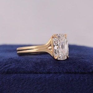 Bague de fiançailles en diamant de laboratoire certifié IGI, taille Old Mine, taille coussin, à double sangle, en argent 925, bijou élégant, durable et intemporel - Product Image 4