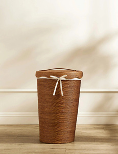 Grand panier de rangement en rotin tressé à la main, organisateur en osier naturel, style minimaliste, personnalisable OEM ODM, fournisseur en gros - Product Image 1